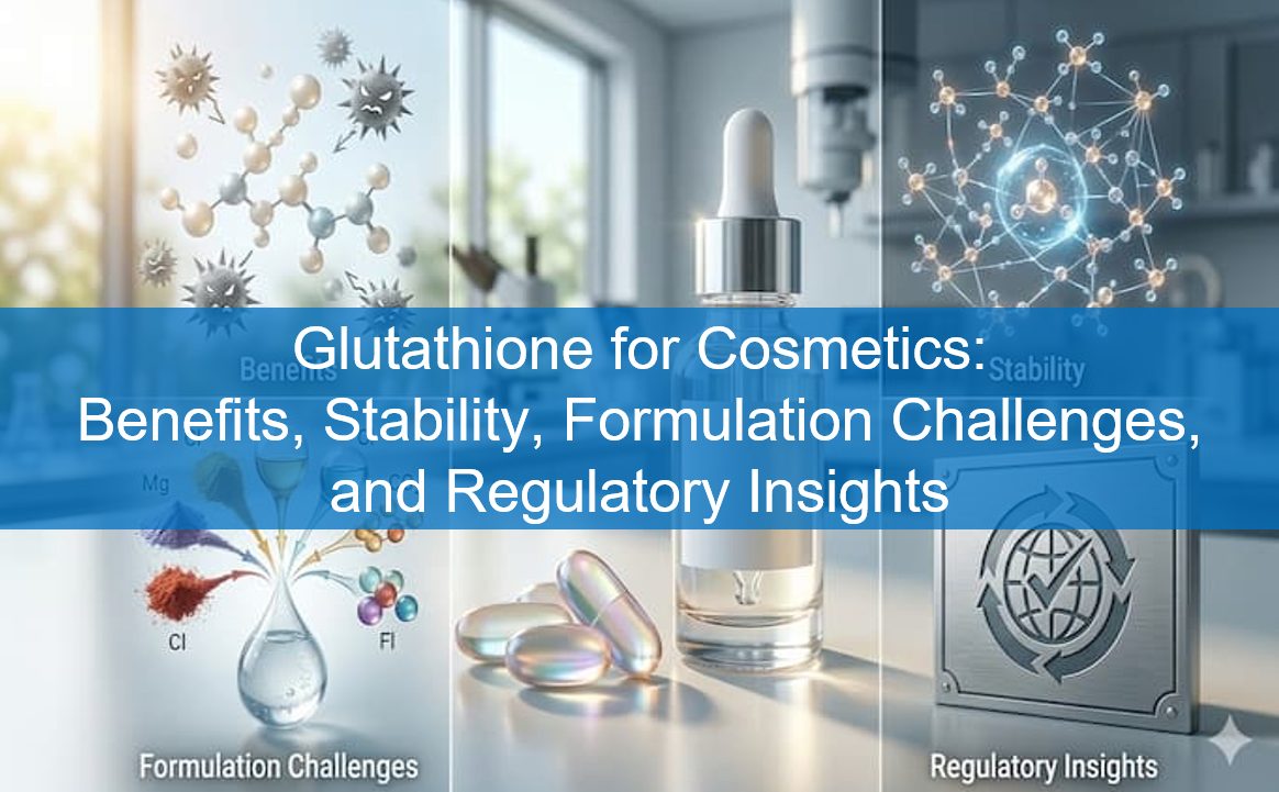 Glutathione for Cosmetics: Benefits, Stability, Formulation Challenges, and Regulatory Insights